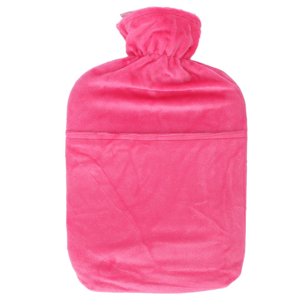 Hot Water Bottle with Plush Cover Men Women 2L PVC Soft Hot Water Bag for Neck Shoulder Soreness Pink
