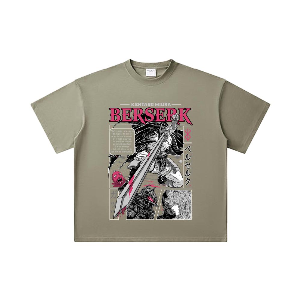 260 GSM Double Yarn 32 Count 100% Cotton Berserk V1 Guts Print Unisex Heavy Cotton T Shirt