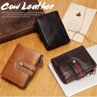 Rfid Anti Theft Fashion Short Men Wallets Genuine Leather Leisure Solid Color Slim Wallet Card Holder Retro Purse