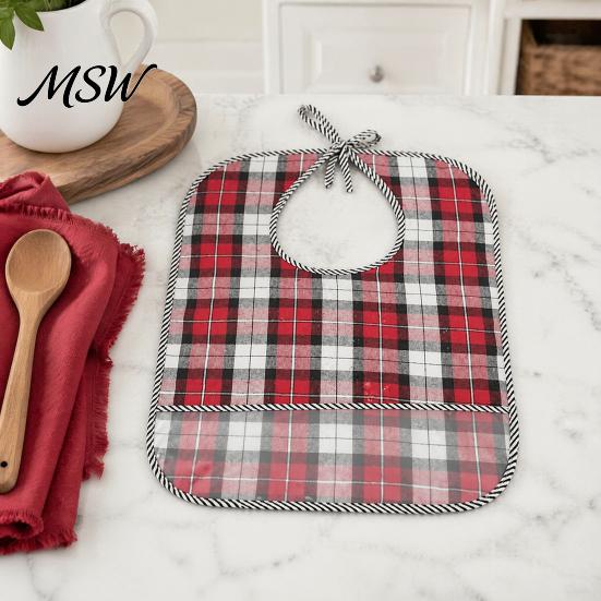 Adaptive Clothing for Seniors Double-sided Waterproof Adult Bib, with Adjustable Neck Strap, Wide Reusable Bibs Eating Crumb Catcher Large Washable