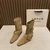 British Style Short Boots Women's Autumn and Winter 2025 New Fashionable Foreign Style Belt Buckle Retro Versatile Small Square Head Bare Boots