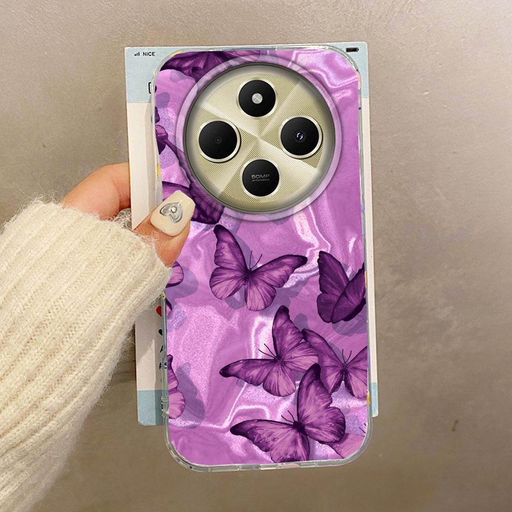 Purple Butterfly Water Wave Texture Phone Cases for Xiaomi Redmi 14C 13C A3 A3X Note 10 11 11S 12 Pro Shell Silicone Bags Cover