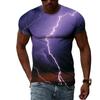 Summer New Fashion Lightning Graphic T Shirts For Men Casual 3D Natural Climate Print T-shirts Personality Cool Blouse T-shirts