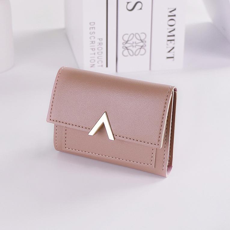 

New V-Shaped Trifold Women s Wallet – Korean Style Fashion PU Coin and Card Holder. розовый