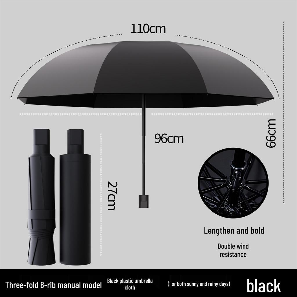 Fully Automatic Dual-Use Folding Umbrella with Logo - Sun & UV Protection, Black Glue Sunshade for Sunny/Rainy Days.
