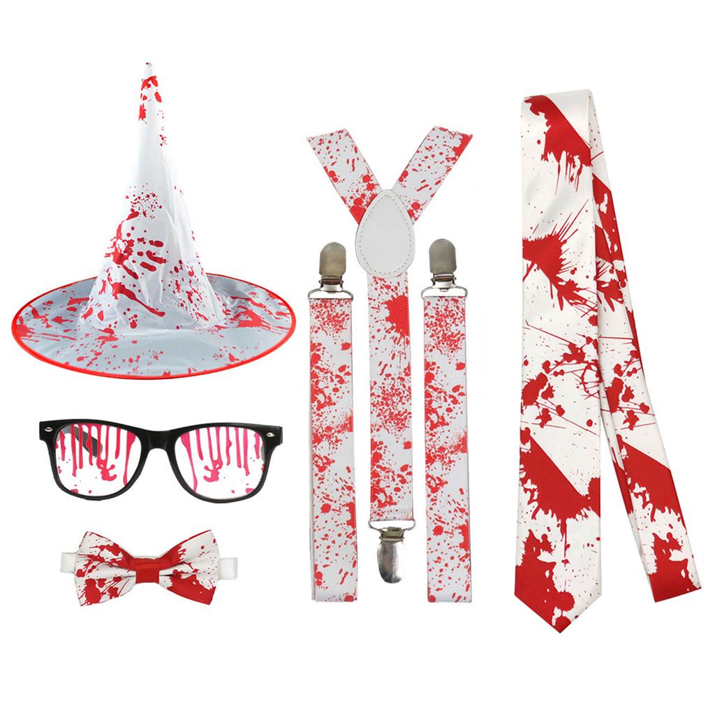 Splattered Blood Glasses Halloween Pointed Hat Bloody Gloves Stockings Decorative Glasses Halloween Costume Accessories