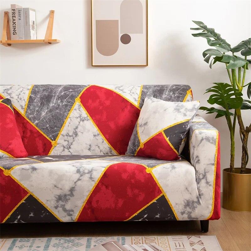 Geometrischer elastischer Sofabezug für Wohnzimmer, Couchbezug, hochelastischer Sofabezug, Möbelschutz, alle Bezüge, Heimdekoration