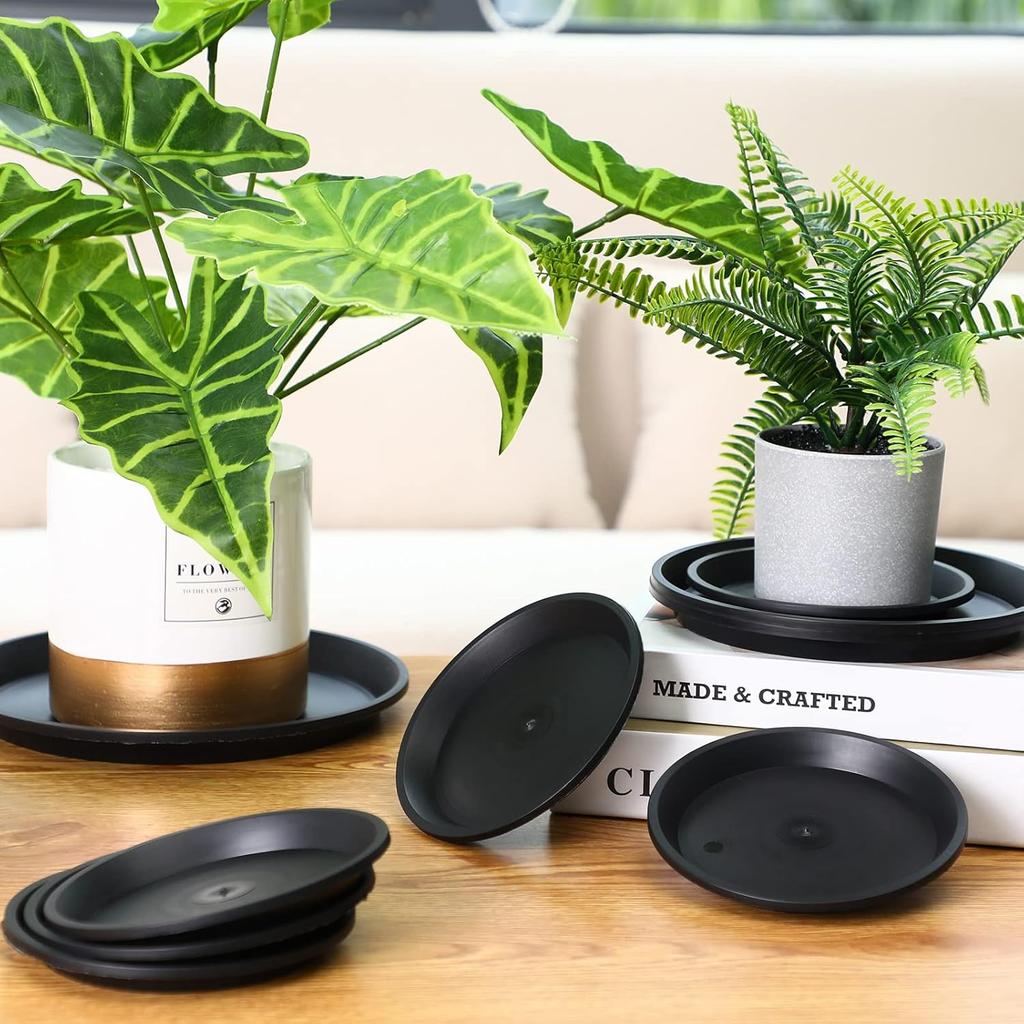 Plant Saucer Black Pot Saucers Round Water Tray Thick Drip Trays for Potted Flower Pan Plant Drainage for Indoor