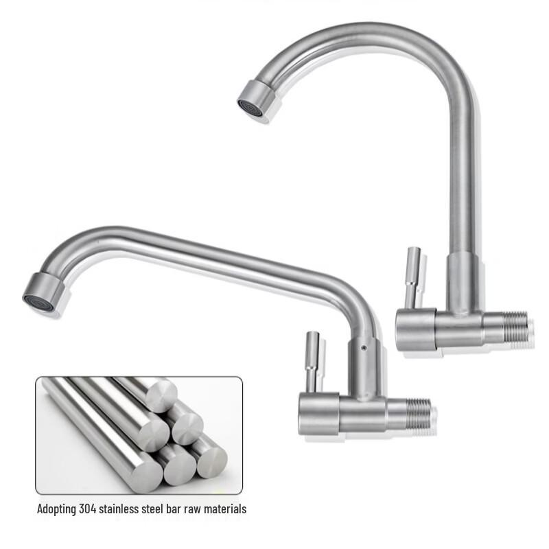 TLXT Wall-Mounted Stainless Steel Single Cold Kitchen Faucet