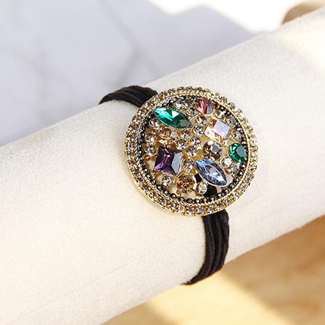 Korean Rhinestone Elegant Scrunchies Women Girls Elastic Hair Rubber Band Accessories Tie Hair Ring Rope Headdress