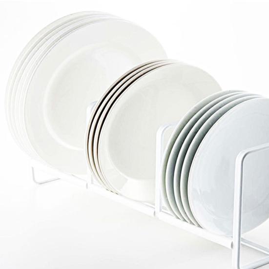 Kitchen Countertop Dish Storage Rack Heavy Duty Carbon Steel Plate Pan Pot Lid Drying Rack Multifunctional Vinyl Record Organizer Holder