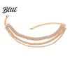 Beach Anklet Women Anklet Sparkling Three-Layer Rhinestone Durable Alloy Adjustable
