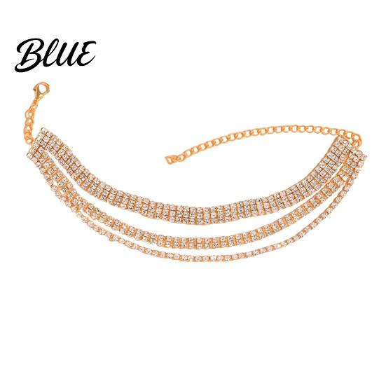 Beach Anklet Women Anklet Sparkling Three-Layer Rhinestone Durable Alloy Adjustable