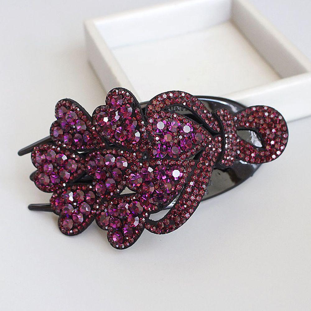 Heart Rhinestone Colorful Korean Style Hair Clip Duckbill Clip Hair Accessories Women Hair Claw
