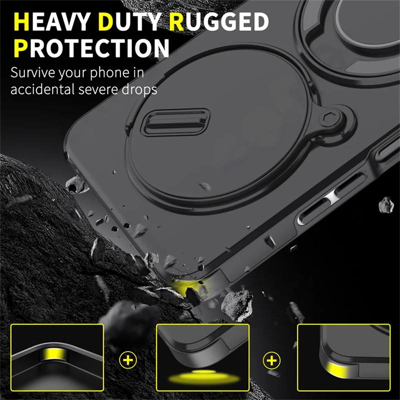 Slide Camera Lens Protection Phone Cases For Xiaomi Redmi Note 14 13 Pro Plus 5G Magnetic Ring Case Redmi 14C 13 5G Back Cover