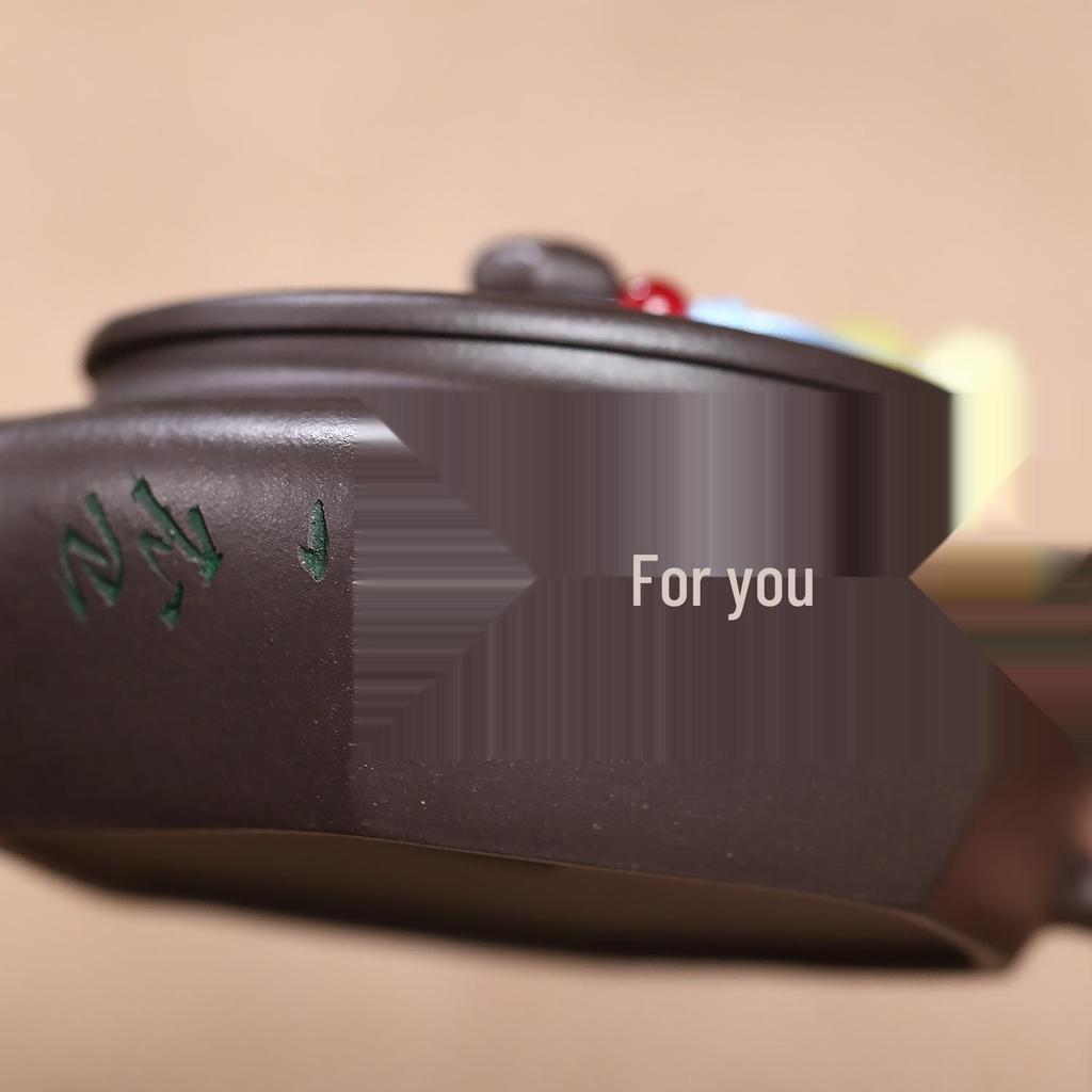 Yixing Zisha Purple Jade Gold Sand Hexagonal Teapot for Kung Fu Tea