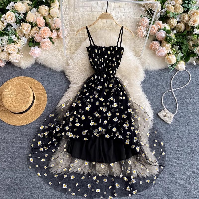 Elegant Fairy Off Shoulder Evening Party Women Sweet Flower Pachtwork Vacation Dresses Fashion Chic Mesh Slim High Street Clothing