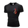Men's Compression Shirt Quick Dry Black Gym T-Shirt USA Flag Skull Print Workout Sportswear