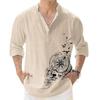 Deemoon Men' Cotton Blend Mandarin Collar Self One Design Full Sleeve Casual Short Kurta