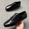 Mens Black Derby Loafers Clean Fit Casual Leather Style Business Shoes Round Toe Rubber Sole