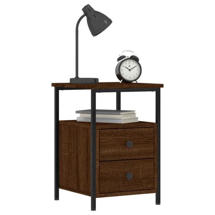 VidaXL Tables de chevet 2pcs chêne marron 34x35,5x50cm bois ingénierie 826022