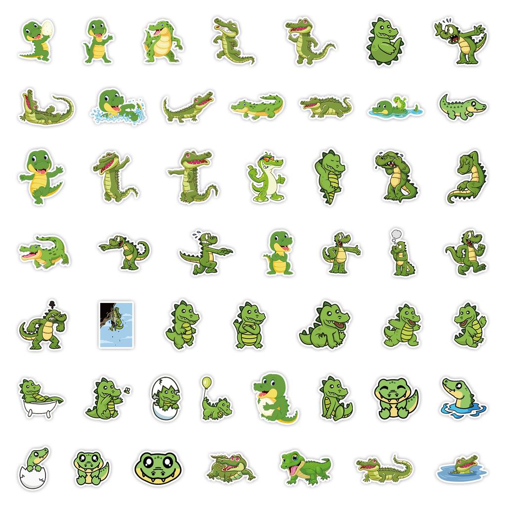50 Small Crocodile Cartoon Stickers Mobile Phone Laptop Water Cup Decoration Stickers Waterproof Creative Hand Note Stickers