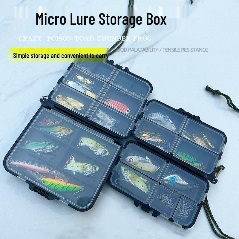 Köder Micro Doppelschicht Angelköder- & Zubehörbox - Tragbar, Großes Fassungsvermögen für Haken, Bleiplatten und Spinnerbaits