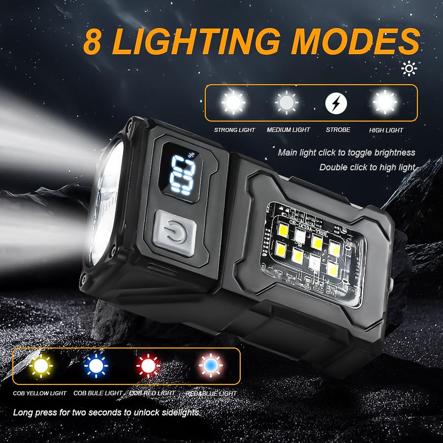 Portable LED COB Flashlight Head Rotation with Magnetic Torch Built-in Battery USB Rechargable Outdoor Camping Emergency Lantern
