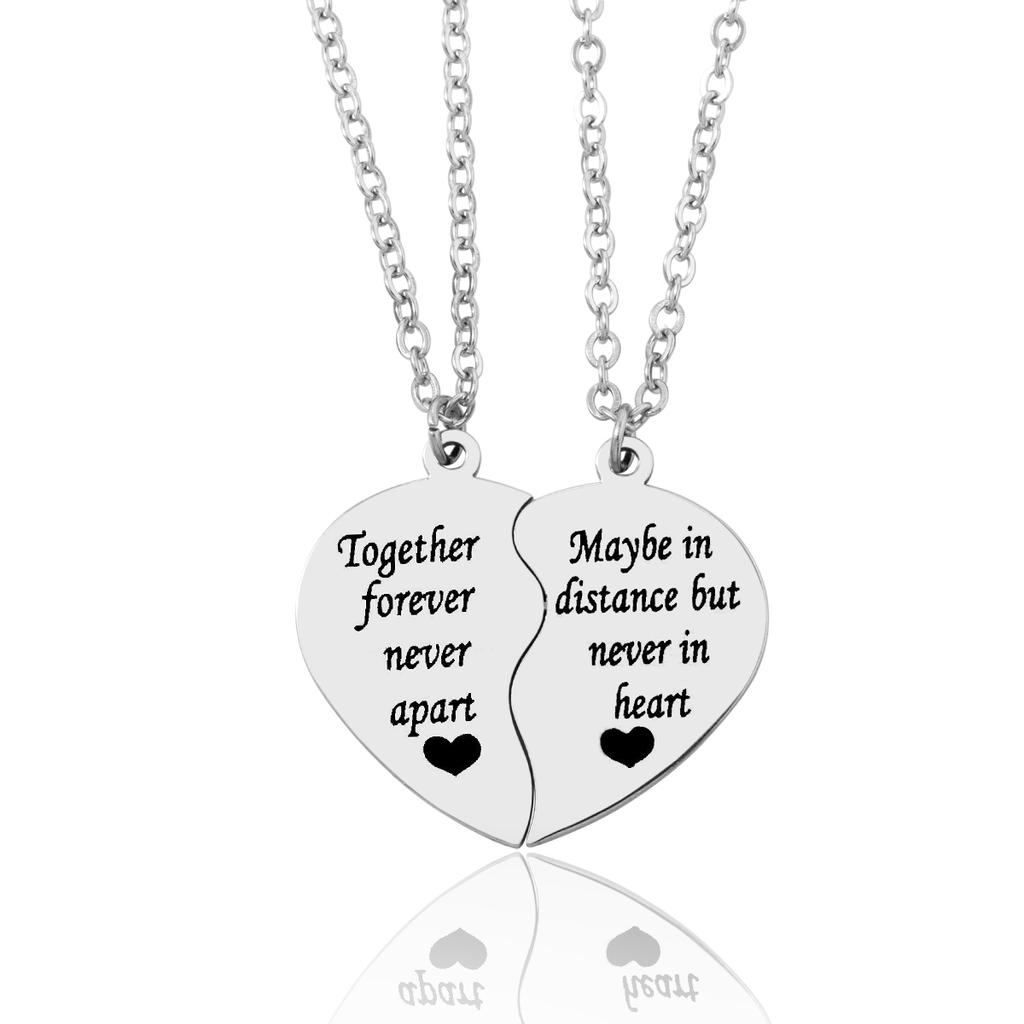 2 Pcs/Set Stainless Steel Pinky Promise Charm Heart Matching Necklaces For Couples Sisters Friends Gifts