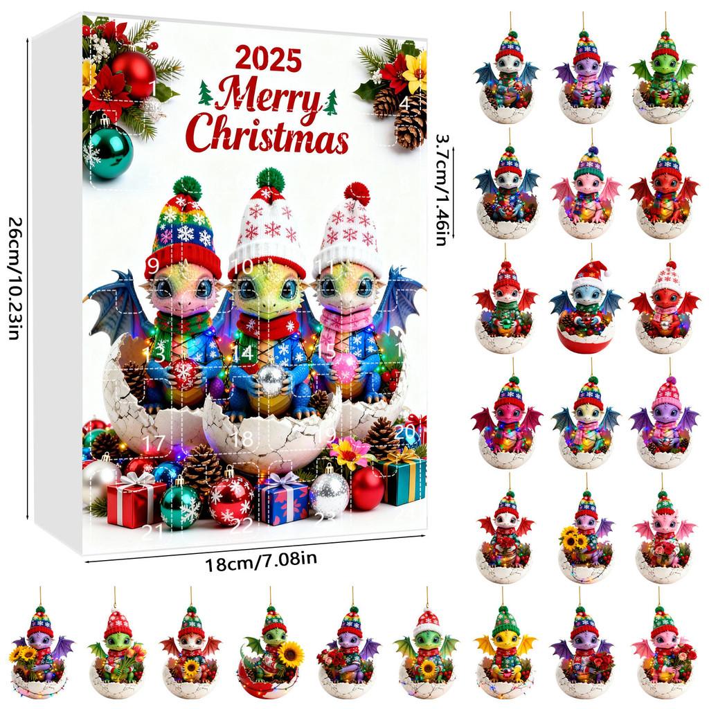

Christmas Dragon Acrylic Gift Box With 24 Decorations For Celebrations And Surprises Style I