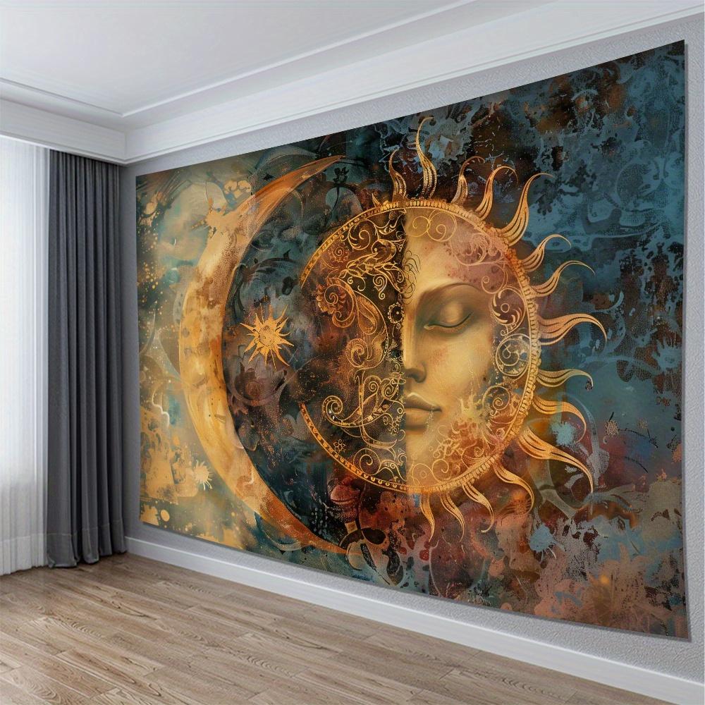 1pc Sun and Moon Tapestry - Polyester Fabric, Machine Washable, Suitable for Home Office Bedroom Living Room Decoration