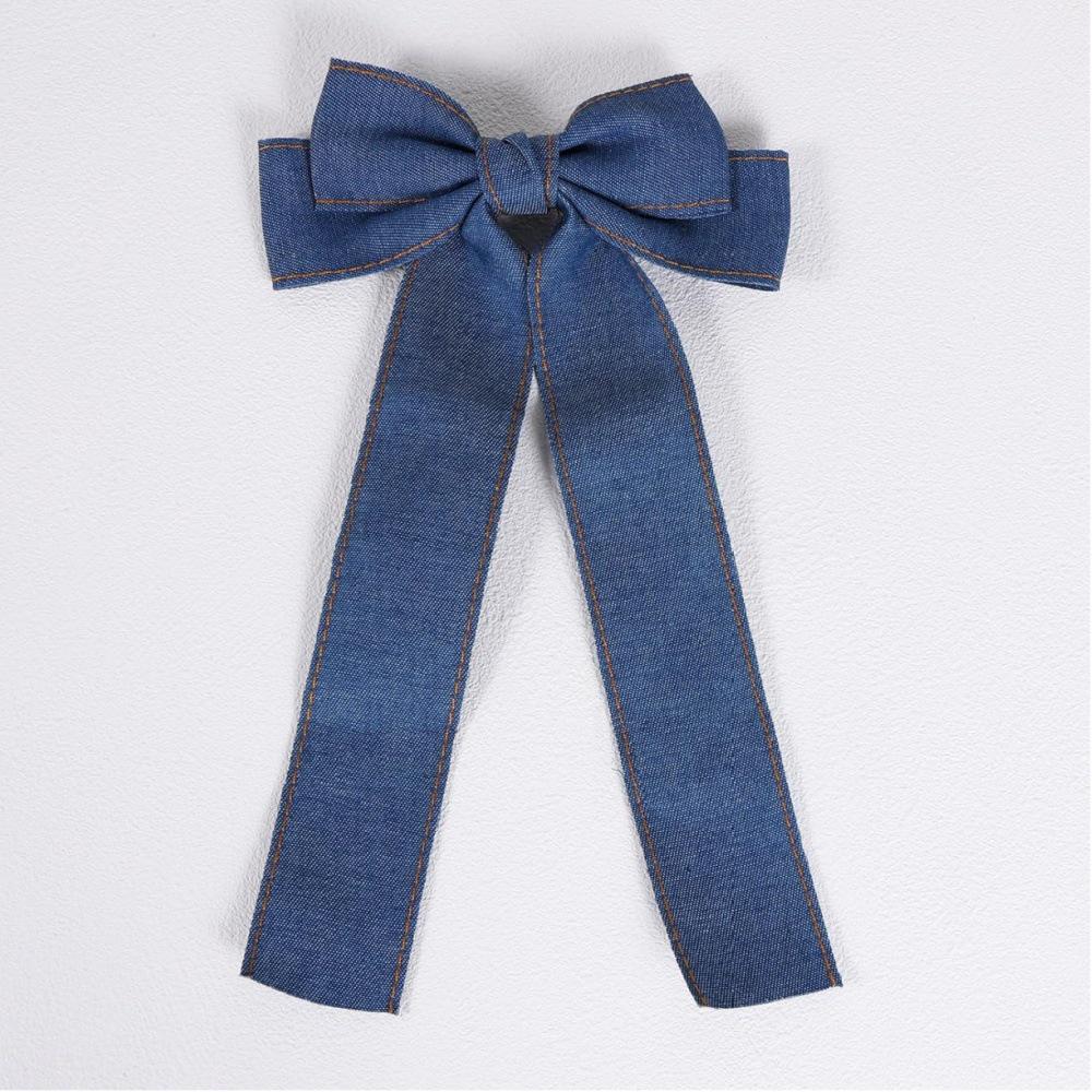 Denim Deep Blue Bow Hair Clip - Versatile High-grade Accessory for Girls темно-синий