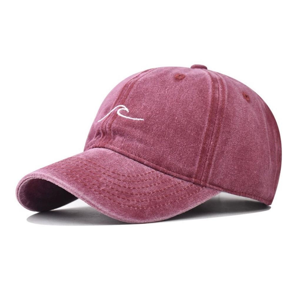 Wave Pattern Embroidered Baseball Cap For Unisex WoUnisex Vintage Washed Cotton Duckbill Sun Hat Outdoor Sport Distressed Dad Hats