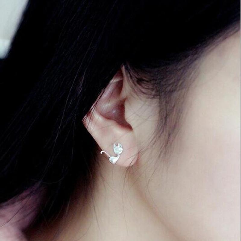 Sterling Silver Color Jewelry Animal New Arrival Voguish Stylish Cute Style Cat Compact Personality Earrings E250Fashion Jewelry