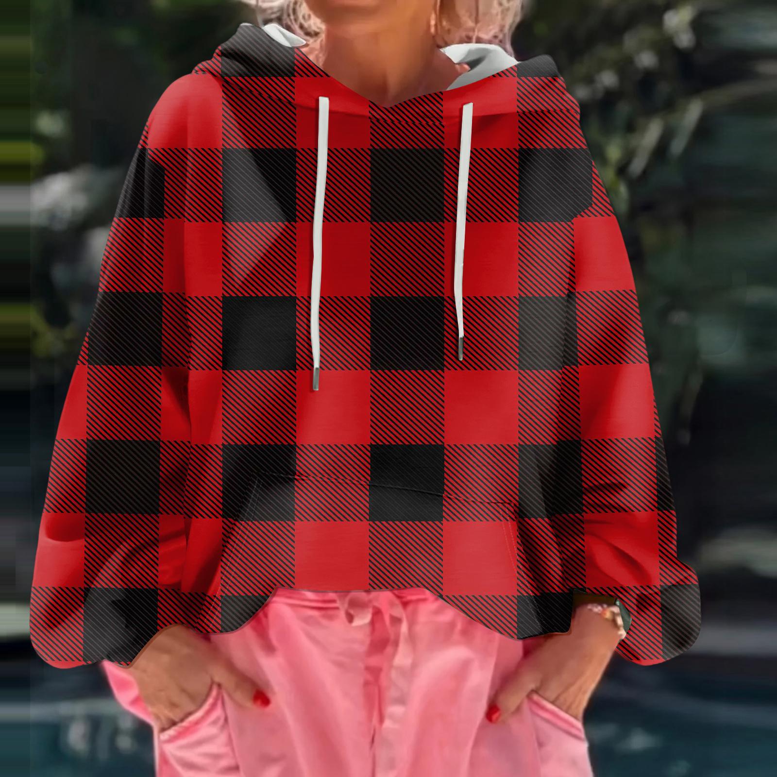 

Женский худи свободного кроя с цветочным принтом и длинными рукавами XL красный