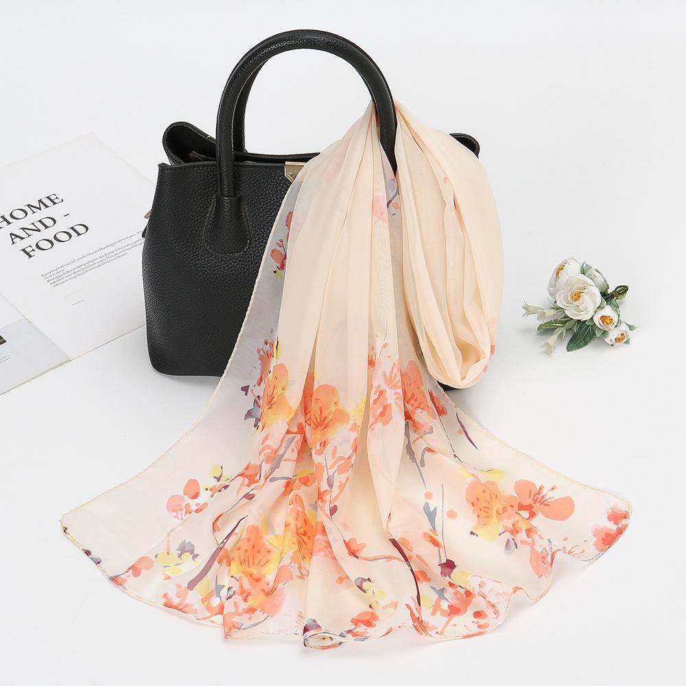 New Chiffon Printed Sun Protection Beach Scarf Scarf Thin Women's Versatile Chiffon Fresh Neck Scarf