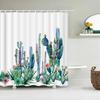 Cactus Shower Curtains Waterproof Polyester Fabric Shower Curtains Tropical Plants Bathroom Screen Curtain Home Decor 180X180cm