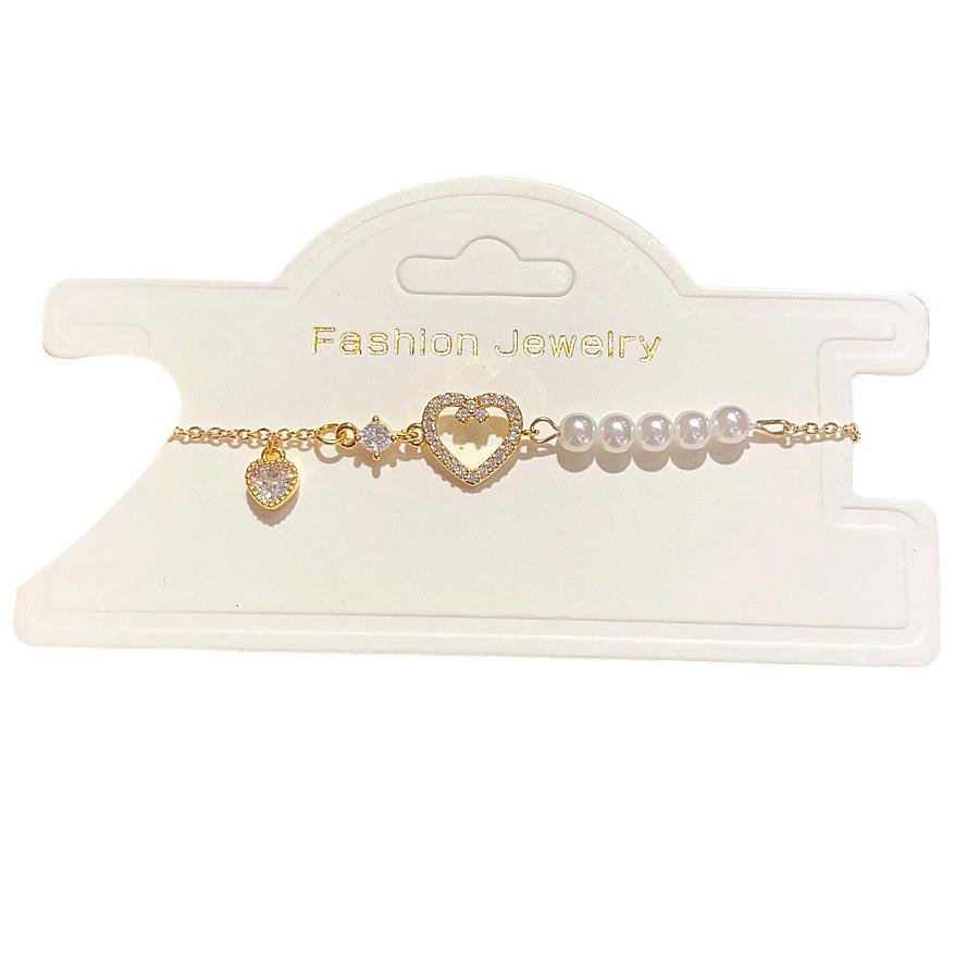 Jewelry Gift For Women Gold Plated Heart Pendant With Artificial Pearl And Zirconia