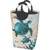 LIBIFALL Vintage Sea Turtle Large Laundry Basket Beach Decor Laundry Hamper Bag Collapsible Laundry Baskets Clothes Hamper with Handles Ocean Storage