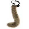 Halloween Costume Set Fox Mask Gloves Plush Tail Handmade Animal Cosplay Accessory Party