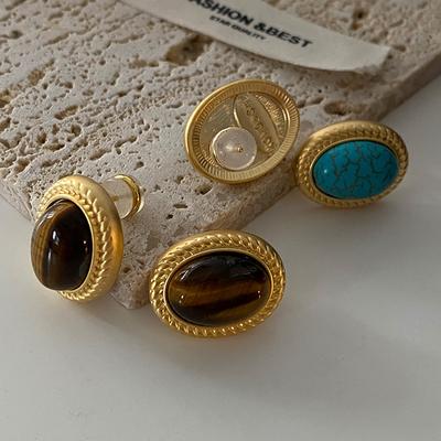 Geometrische Ovale Oorknopjes Gedraaid Randontwerp Premium Sense Oorbellen Middeleeuwse Vintage Franse Retro Oorbellen