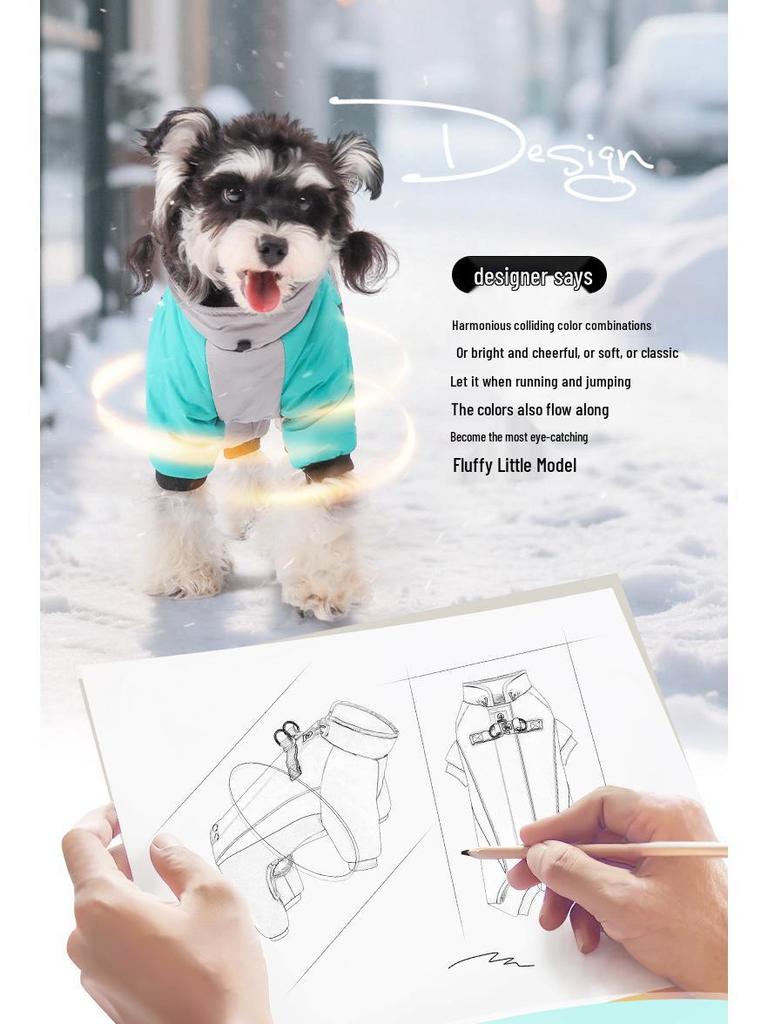 Reflective Four-Legged Cotton Dog Coat for Cold Weather