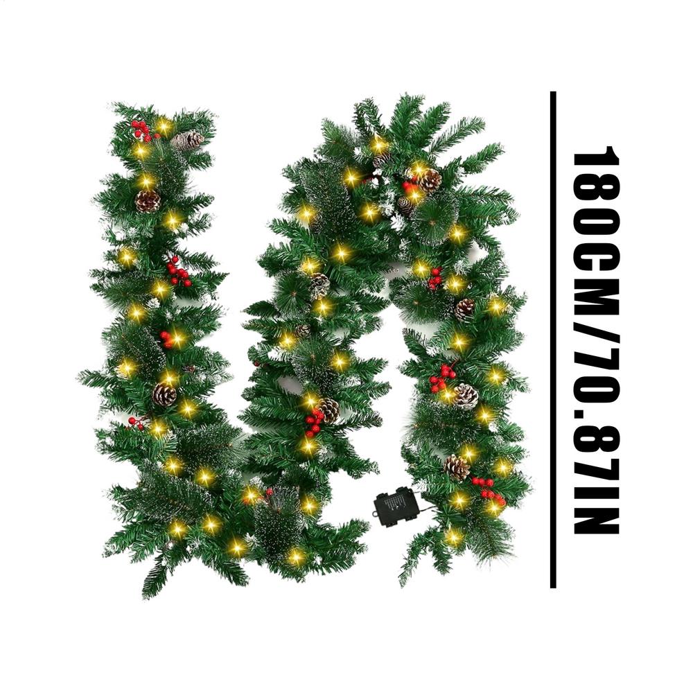 Vánoční girlandy s šiškami, červenými bobulemi, umělé vánoční věnce pro domov, vánoční stromek, schodiště, dveře, novoroční dekorace