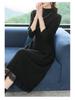 Plus Size Semi-High Collar Wool Sweater Dress - Warm, Thick, Tummy Covering, Slimming Winter Knit