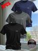Men's European Size Bird's Eye Knit T-Shirt Set - Plain, Breathable, Quick-Dry, Short Sleeve, Round Neck, 3 Pieces