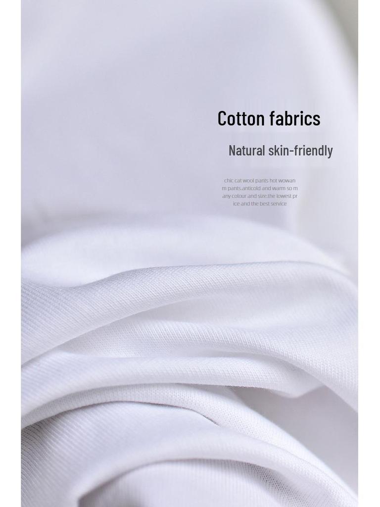 Lace Spliced Plus Size Pure Cotton Long Sleeve T-Shirt - Mid-Length Early Autumn Women's Top