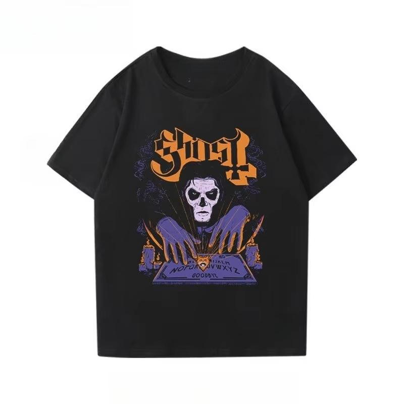 Schwedischer Heavy Metal Comic Stil Rock Metal Umgebung Locker Halbe Ärmel Trend Geisterband Kurzarm T-Shirt für Männer und Frauen
