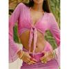 Tie-Dye Printed Gradient Color Short Top Drawstring Mesh