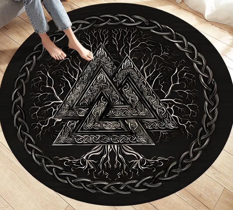 Viking Valknut Yggdrasil Strom života Oblastní koberec Kulaté koberce Koberce do obývacího pokoje Ložnice Podložka pod nohy Dekorace Protiskluzová podložka na podlahu