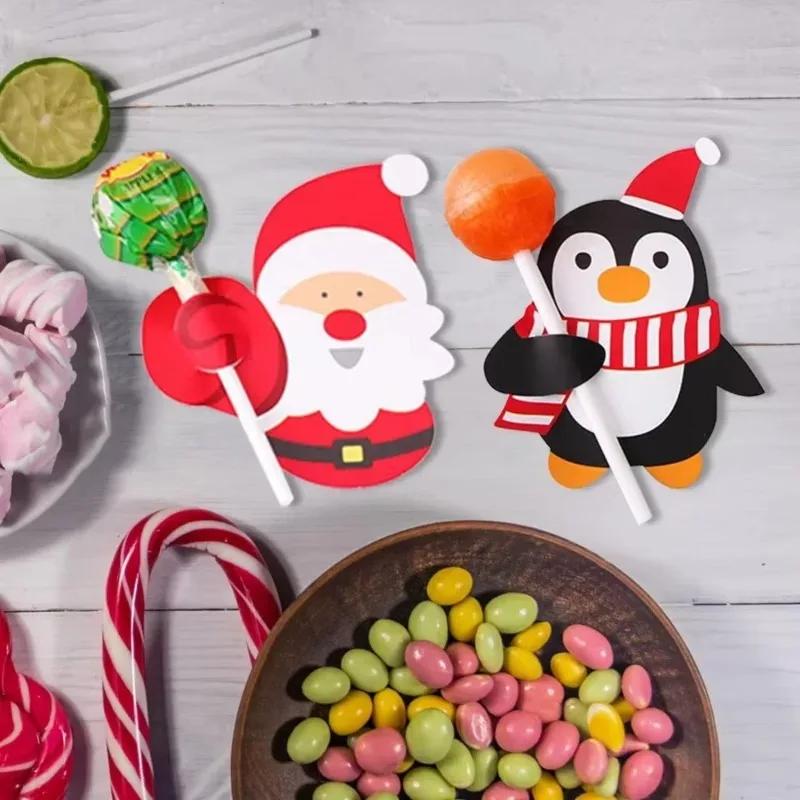 50-500PCS Christmas Candy Gift Packaging Paper Cards Santa Claus Penguin Card Gift Accessory Holiday Party Supplies Decoration